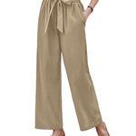 Women Long Lounge Pants with Pockets High Waisted Wide Leg Business Work Trousers Pant - Zeagoo (Us Only)