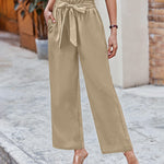 Women Long Lounge Pants with Pockets High Waisted Wide Leg Business Work Trousers Pant - Zeagoo (Us Only)