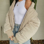 Women's Winter Long Sleeve Full Zipper Baggy Puffer Short Down Jacket Coat - Zeagoo (Us Only)