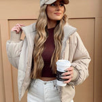 Women's Winter Long Sleeve Full Zipper Baggy Puffer Short Down Jacket Coat - Zeagoo (Us Only)