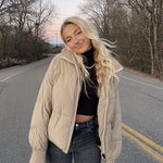 Women's Winter Long Sleeve Full Zipper Baggy Puffer Short Down Jacket Coat - Zeagoo (Us Only)