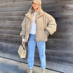 Women's Winter Long Sleeve Full Zipper Baggy Puffer Short Down Jacket Coat - Zeagoo (Us Only)