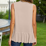 Women's Sleeveless Draped Open Front Cardigan Ruffles Hem Vest - Zeagoo (Us Only)