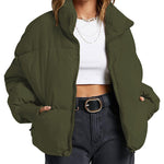 Women's Winter Long Sleeve Full Zipper Baggy Puffer Short Down Jacket Coat - Zeagoo (Us Only)