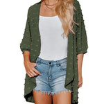 Women Swiss Dot Chiffon Cardigan Lightweight Beach Cover Up 3/4 Sleeve Cardigan - Zeagoo (Us Only)