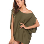 Women's Off Shoulder Blouse Loose Summer T Shirts Batwing Sleeve Tops S-XXL - Zeagoo (Us Only)