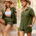 Zeagoo 2 Piece Linen Set Lounge Beach Set