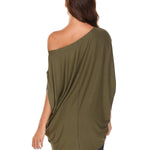 Women's Off Shoulder Blouse Loose Summer T Shirts Batwing Sleeve Tops S-XXL - Zeagoo (Us Only)