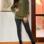 Women's Oversized Sweater V Neck Hooded Pullover Sweater Long Sleeve Knitted Jumper Tops - Zeagoo (Us Only)