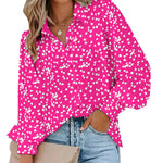 Zeagoo Printed Lantern Long Sleeve Blouse