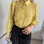 Zeagoo Printed Lantern Long Sleeve Blouse