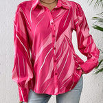 Zeagoo Printed Lantern Long Sleeve Blouse