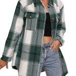 Zeagoo Plaid Shacket Jacket Button Down Trench Coats