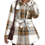 Zeagoo Plaid Shacket Jacket Button Down Trench Coats