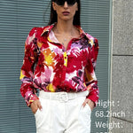Zeagoo Printed Lantern Long Sleeve Blouse