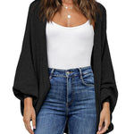 Zeagoo Open Front Oversized Batwing Sleeve Knit Cardigan