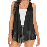 Women's Tassel Sleeveless Vest 70s Outfits for Women Hippie Clothes Fringe Jacket Cardigan S-XXL - Zeagoo (Us Only)