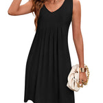 Women Summer Dresses Beach Floral Sleeveless Tshirt Sundress Pockets Casual Loose Flowy Tank Dress - Zeagoo (Us Only)