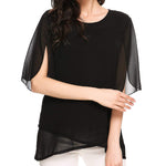 Womens Casual Scoop Neck Loose Top 3/4 Sleeve Chiffon Blouse Shirt Tops - Zeagoo (Us Only)