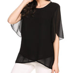 Womens Casual Scoop Neck Loose Top 3/4 Sleeve Chiffon Blouse Shirt Tops - Zeagoo (Us Only)