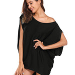 Women's Off Shoulder Blouse Loose Summer T Shirts Batwing Sleeve Tops S-XXL - Zeagoo (Us Only)