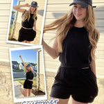Womens Summer 2 Piece Outfits Sleeveless Round Neck Tops and High-waisted with Drawstring Casual Shorts Tracksuit Sets - Zeagoo (Us Only)