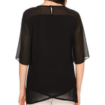 Womens Casual Scoop Neck Loose Top 3/4 Sleeve Chiffon Blouse Shirt Tops - Zeagoo (Us Only)