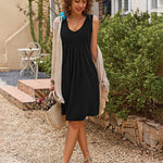 Women Summer Dresses Beach Floral Sleeveless Tshirt Sundress Pockets Casual Loose Flowy Tank Dress - Zeagoo (Us Only)