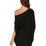 Women's Off Shoulder Blouse Loose Summer T Shirts Batwing Sleeve Tops S-XXL - Zeagoo (Us Only)