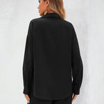 Womens 2 Piece Outfits Lounge Sets Cotton Linen Long Sleeve V-Neck Shirt and Mini Shorts With Pockets - Zeagoo (Us Only)
