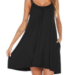 Women's Swimwear Coverups Tank Sundresses Beach Spaghetti Strap Dress Bikini Cover Up Swing Strap Dresses with Pockets - Zeagoo (Us Only)