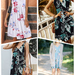 Women Summer Dresses Beach Floral Sleeveless Tshirt Sundress Pockets Casual Loose Flowy Tank Dress - Zeagoo (Us Only)