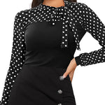 Zeagoo Bow Tie Neck Long Sleeve Shirts Work Tops