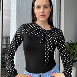 Zeagoo Bow Tie Neck Long Sleeve Shirts Work Tops