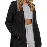 Women Zip Up Hoodies Fleece Lined Tunic Sweatshirt Long Casual Hoodie Jacket with Pockets - Zeagoo (Us Only)