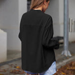 Womens Blouses Dressy Casual Long Sleeve Henley V-Neck Button Up Drop Shoulder Blouse Shirt Tops Relaxed Fit S-XXL - Zeagoo (Us Only)