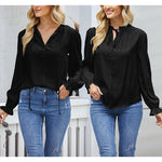 Women's Frill Mock Neck Blouse Long Sleeve Ruffle Shirt Top Elegant Office Tops S-XXL - Zeagoo (Us Only)