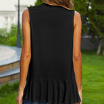 Women's Sleeveless Draped Open Front Cardigan Ruffles Hem Vest - Zeagoo (Us Only)