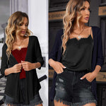 Women's Cropped Cardigan 3/4 Sleeve Sweater Shrugs Tie Front Bolero Jacket 2 Pack S-XXL - Zeagoo (Us Only)