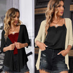 Women's Cropped Cardigan 3/4 Sleeve Sweater Shrugs Tie Front Bolero Jacket 2 Pack S-XXL - Zeagoo (Us Only)