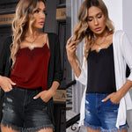 Women's Cropped Cardigan 3/4 Sleeve Sweater Shrugs Tie Front Bolero Jacket 2 Pack S-XXL - Zeagoo (Us Only)