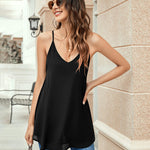 Womens Chiffon Tank Top V Neck Basic Cami Loose Fit Flowy Spaghetti Strap Camisole Casual Sleeveless Tops 2-Pack - Zeagoo (Us Only)