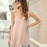 Womens Chiffon Tank Top V Neck Basic Cami Loose Fit Flowy Spaghetti Strap Camisole Casual Sleeveless Tops 2-Pack - Zeagoo (Us Only)