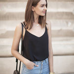 Womens Chiffon Tank Top V Neck Basic Cami Loose Fit Flowy Spaghetti Strap Camisole Casual Sleeveless Tops 2-Pack - Zeagoo (Us Only)