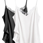 Zeagoo Satin Camisole for Women 2 PCS Lace Tank Top