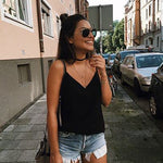 Womens Chiffon Tank Top V Neck Basic Cami Loose Fit Flowy Spaghetti Strap Camisole Casual Sleeveless Tops 2-Pack - Zeagoo (Us Only)