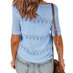 Zeagoo Women Short Sleeve Knit Openwork Pullover
