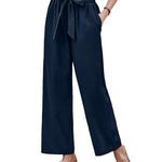 Women Long Lounge Pants with Pockets High Waisted Wide Leg Business Work Trousers Pant - Zeagoo (Us Only)