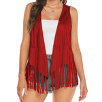 Women's Tassel Sleeveless Vest 70s Outfits for Women Hippie Clothes Fringe Jacket Cardigan S-XXL - Zeagoo (Us Only)
