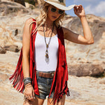 Women's Tassel Sleeveless Vest 70s Outfits for Women Hippie Clothes Fringe Jacket Cardigan S-XXL - Zeagoo (Us Only)